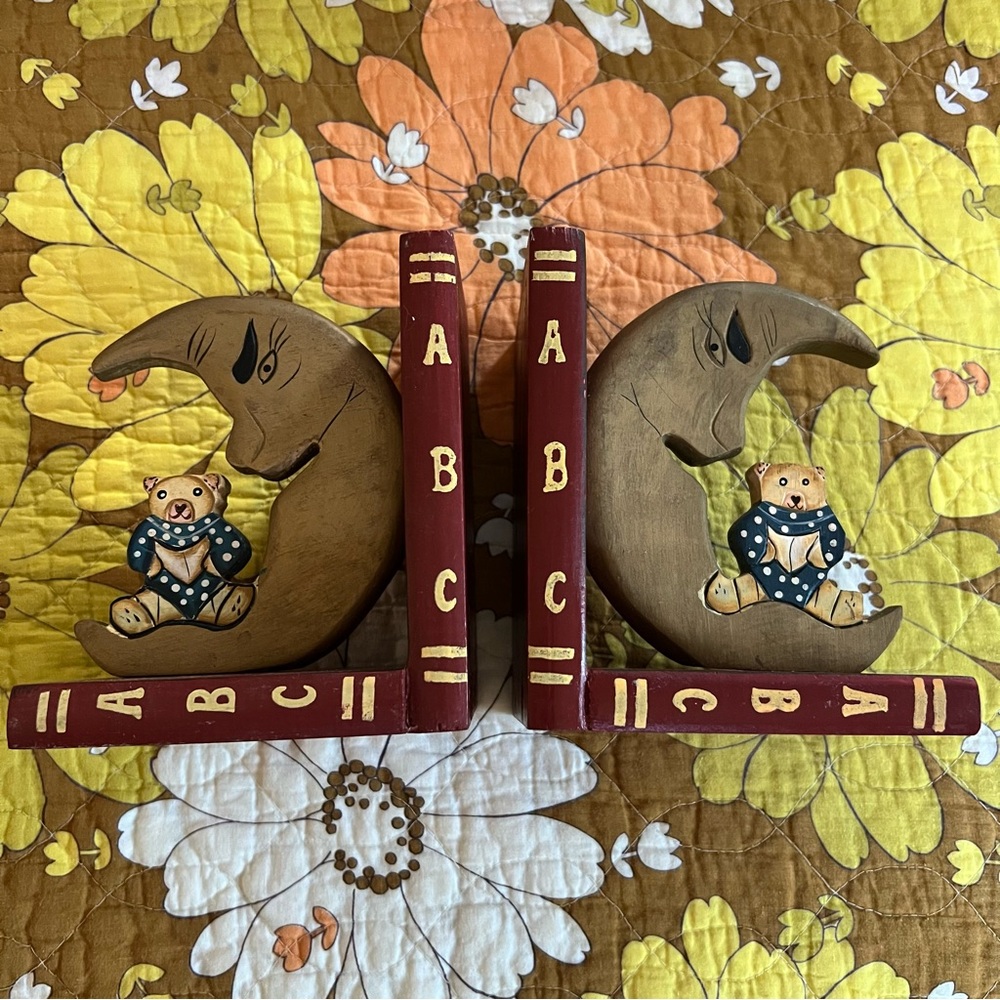 Moon and Bear Vintage Bookends